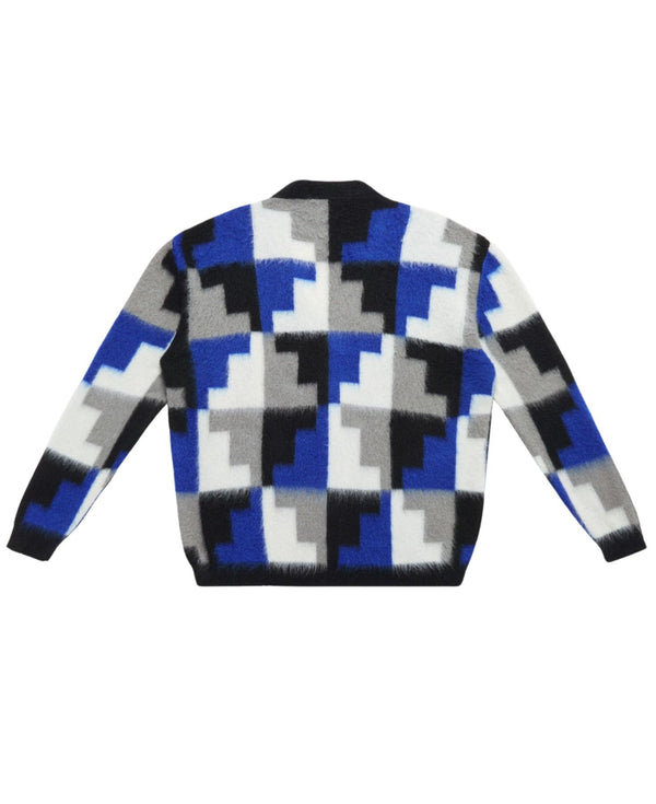 AOP DAMIER CROSS KNIT CARDIGAN