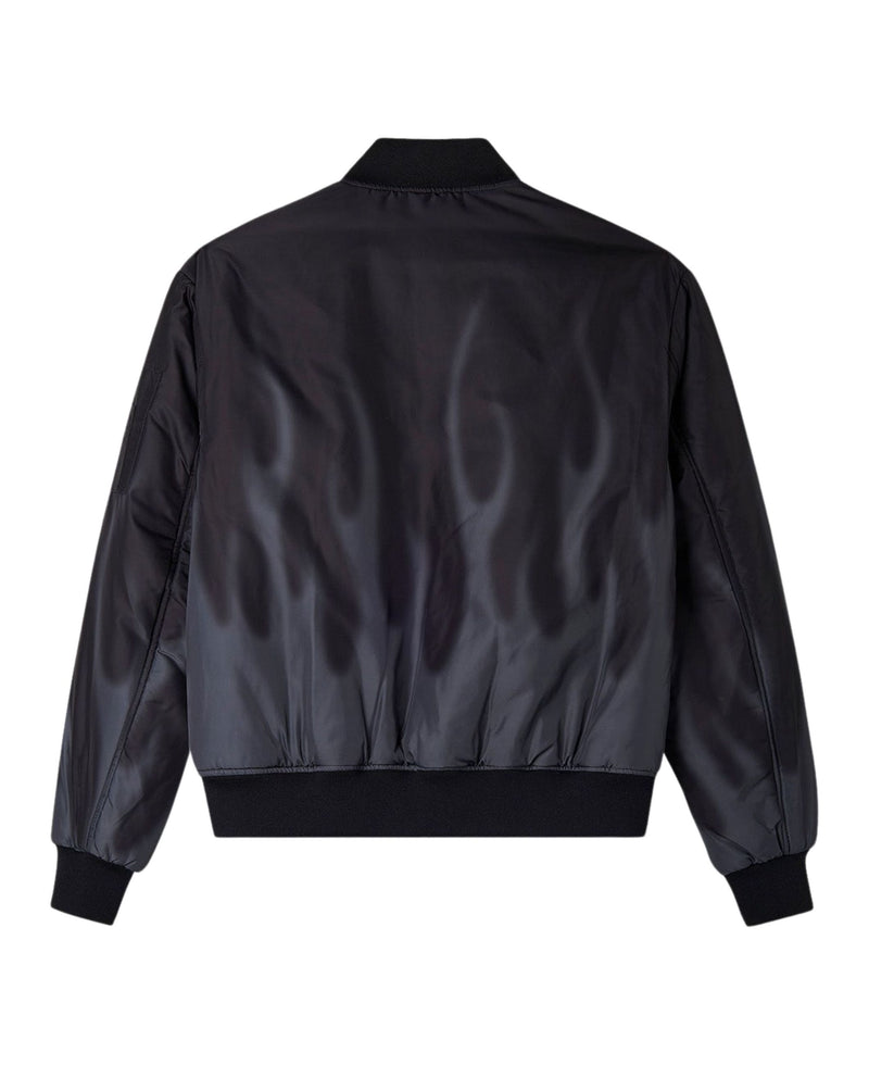 BLACK BOMBER WITH DIGITAL PRINT LASER FLAMES