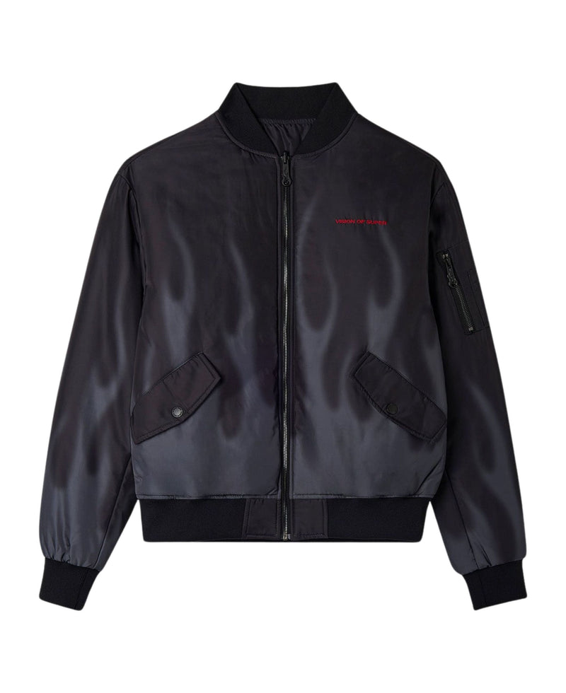 BLACK BOMBER WITH DIGITAL PRINT LASER FLAMES